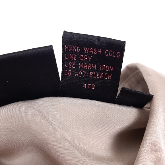 Shape FX 100% silk long sleeve button up shirt bodysuit champagne beige plus - Picture 8 of 8